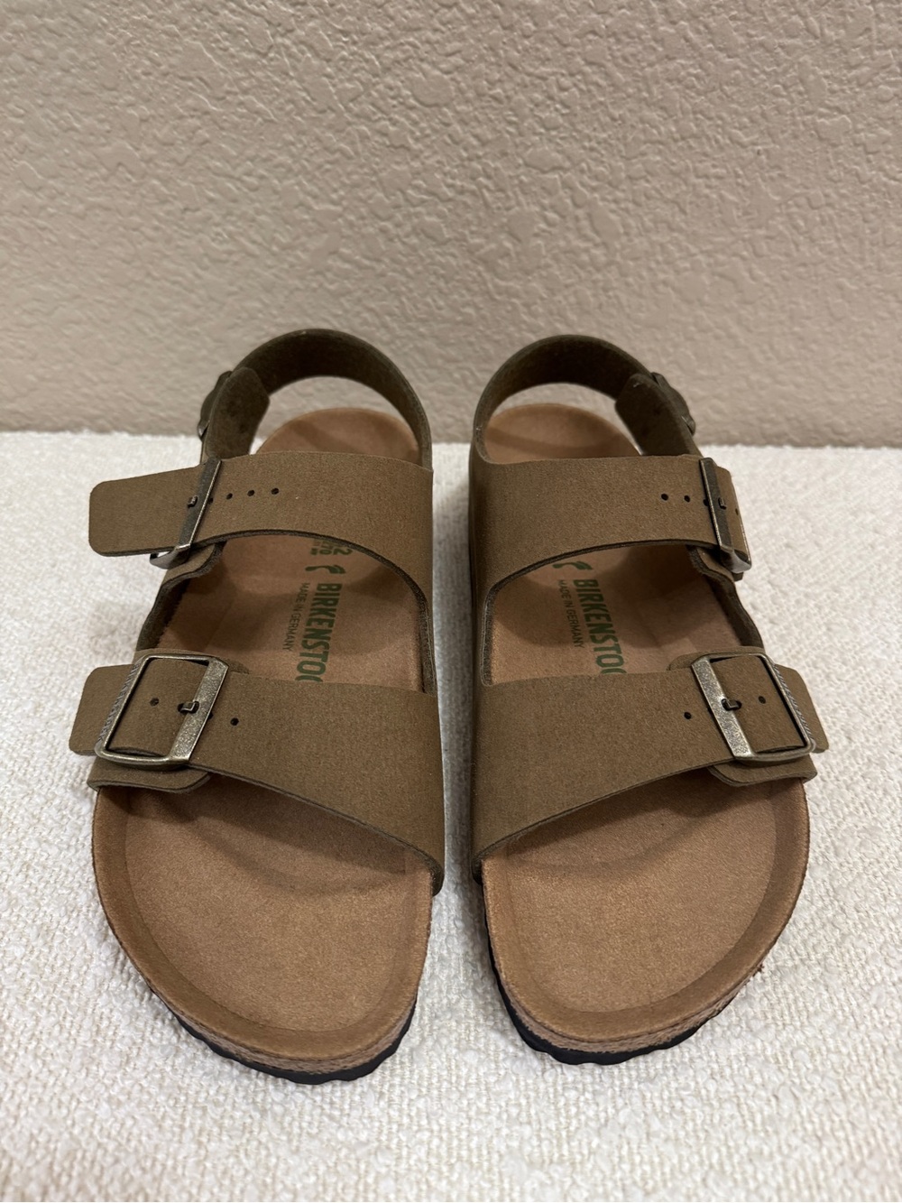 Birkenstock Milano Vegan Taupe Olive  Backstrap Sandals EU 42
